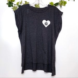 Club Pilates Gray Cuffed Cap Sleeve Tee Shirt